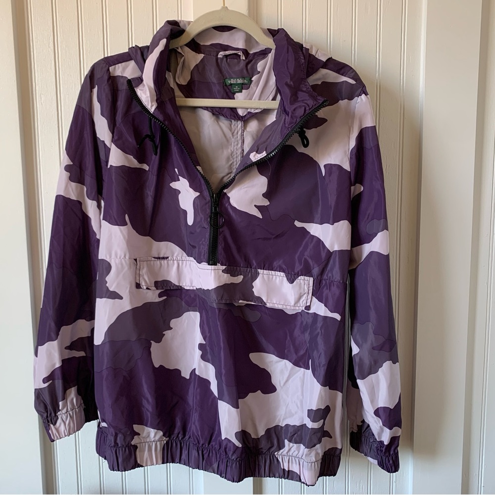Purple Camo Half Zip Hoodie - Size M
